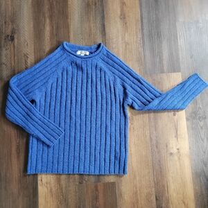 Carolyn Taylor Blue Crew Neck Ribbed Sweater